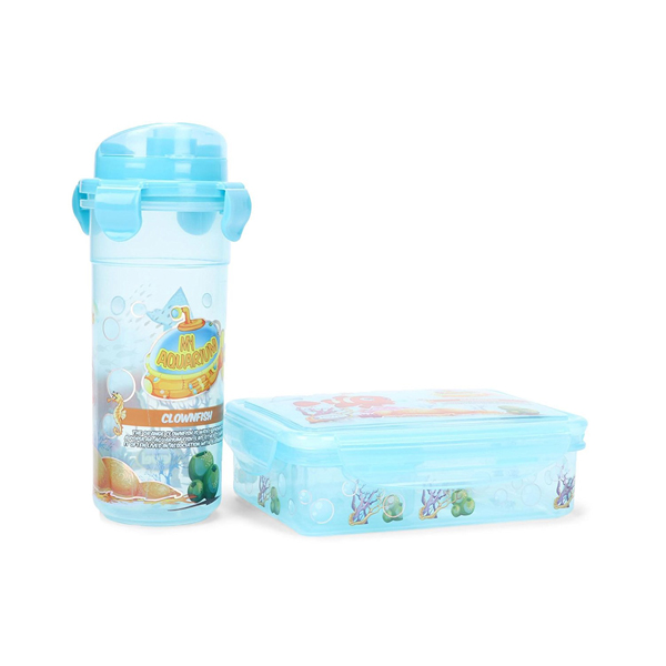 Jewel My Aquarium School Lunch Box with Sipper Bottle Sky Blue Set