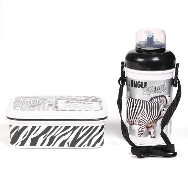 Jungle Safari Lunch Box and Water Bottle Set - Zebra